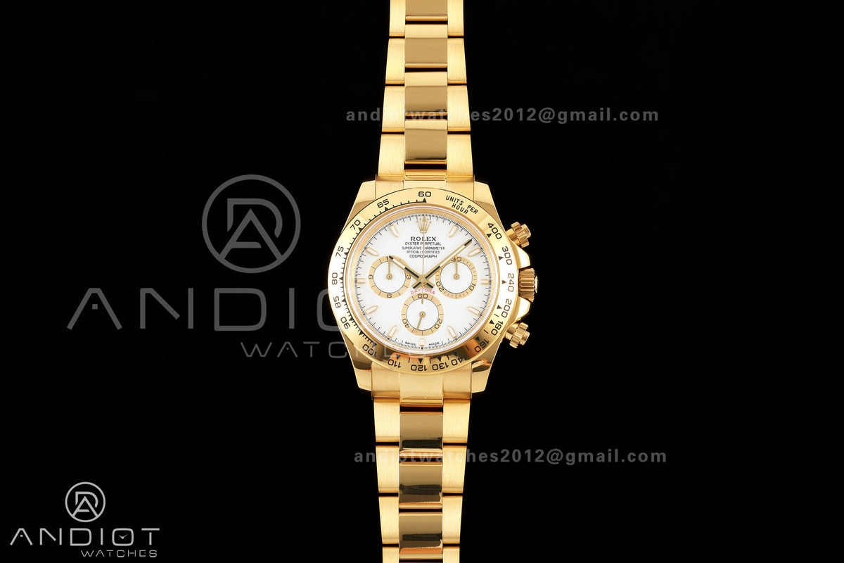 Daytona 126508 QF 1:1 Best Edition White Dial on YG Bracelet JH4131 (Free Sprung) 